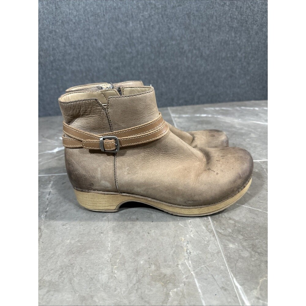 Dansko Brook Ankle Boots Taupe Burnished Nubuck Bootie Womens 9 EU 39 B40